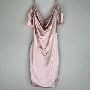 Oh Polly Satin Blush Mini Dress